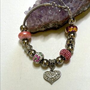 Willabee & Ward Bead and Charm Silver Tone Bracelet